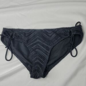 M 7 OP OCEAN PACIFIC BLACK TIE RING BIKINI BOTTOMS medium